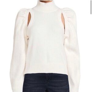 DH New York Cream Cut Out Balloon Sleeve Sweater
